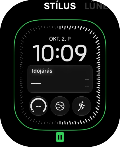 Forgasd el a Digitális Koronát (forgatható-gomb), hogy válassz a különböző számlapdesign-lehetőségeket közül.