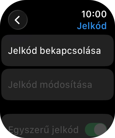 Válaszd a Jelkód bekapcsolása lehetőséget, és írj be kétszer egymás után egy tetszőleges képernyőzárkódot.