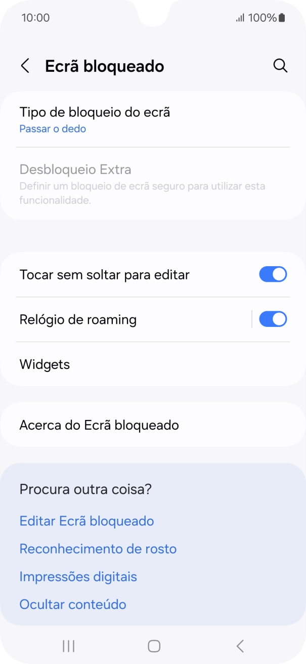 Prima Tipo de bloqueio do ecrã.