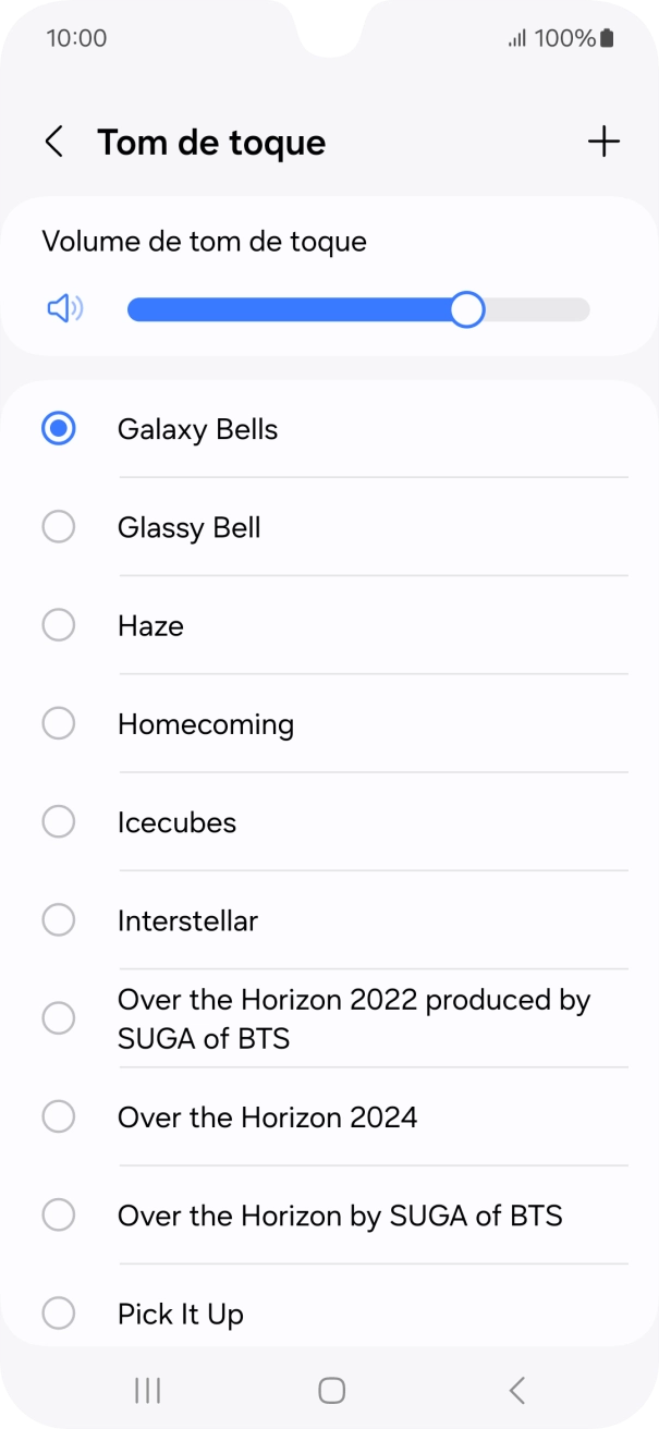 Prima os tons de toque pretendidos para os ouvir.