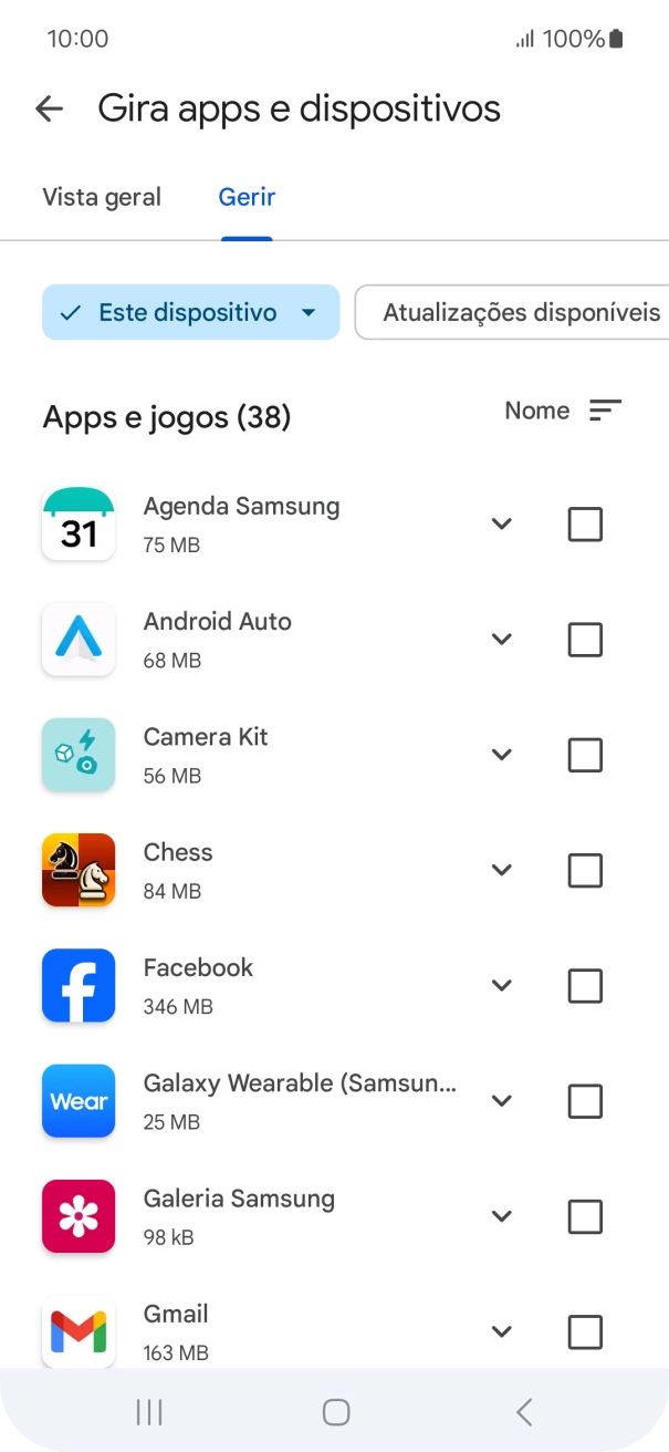 Prima a app pretendida.