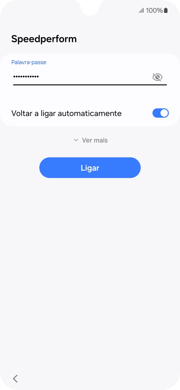 Introduza a password da rede Wi-Fi e prima Ligar.