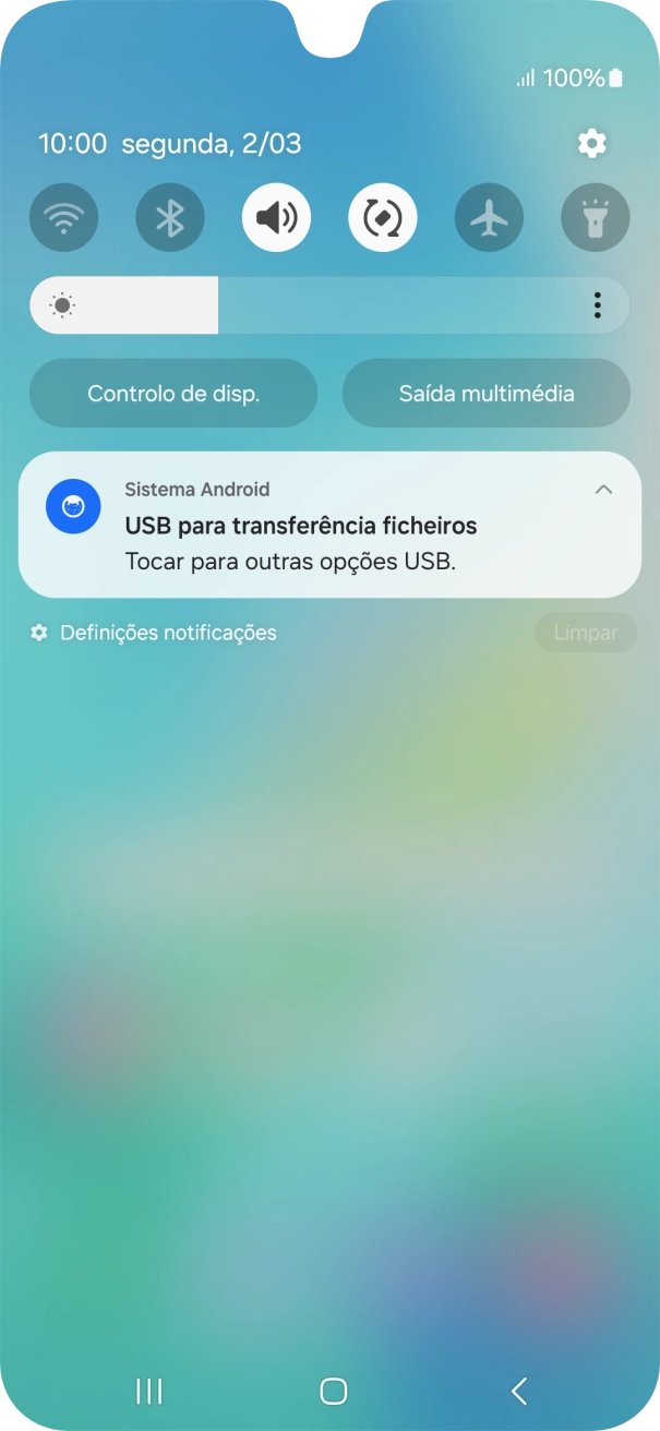 Prima Tocar para outras opções USB..
