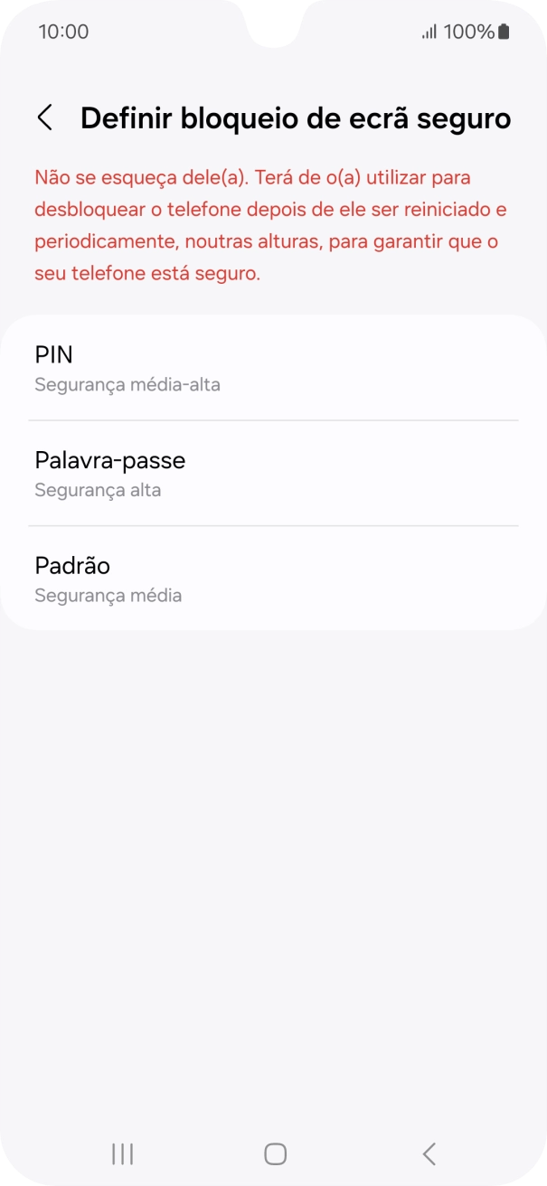 Prima o código de bloqueio do telefone pretendido e siga as indicações no ecrã para estabelecer um código de bloqueio adicional.