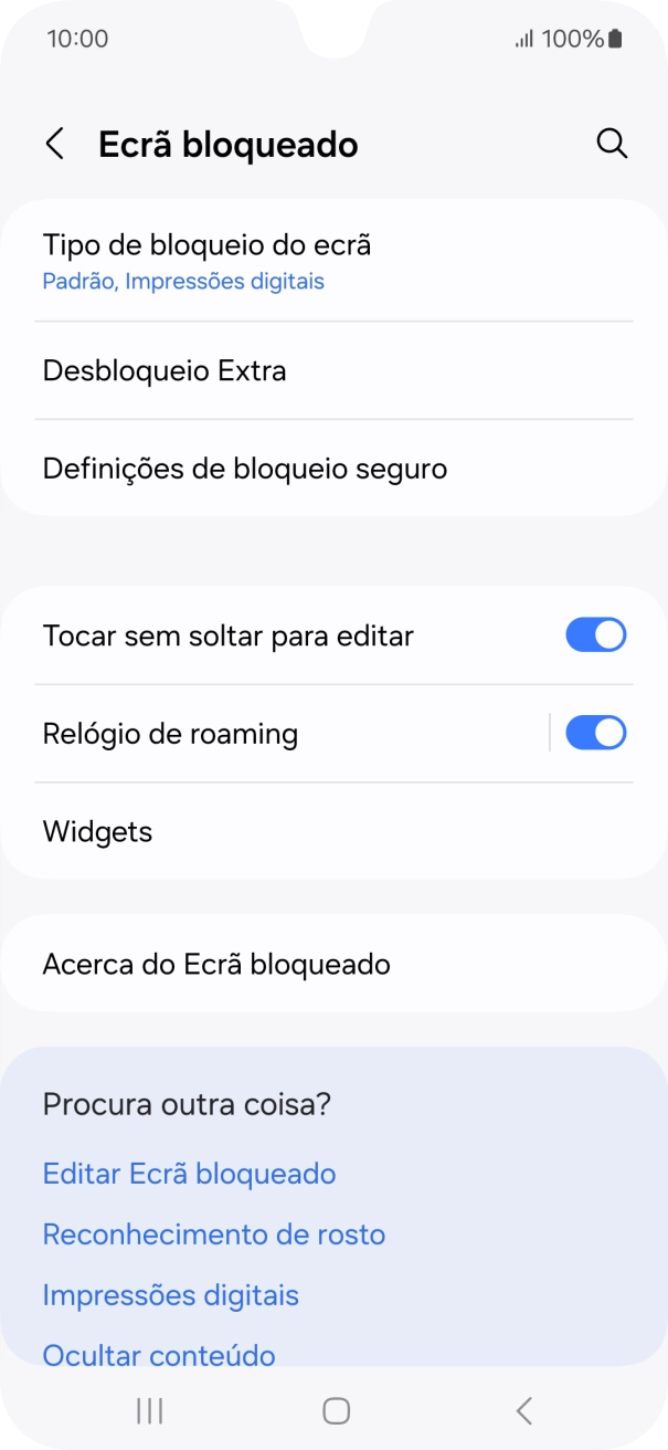 Prima Tipo de bloqueio do ecrã e introduza o código adicional de bloqueio do telefone que criou anteriormente.