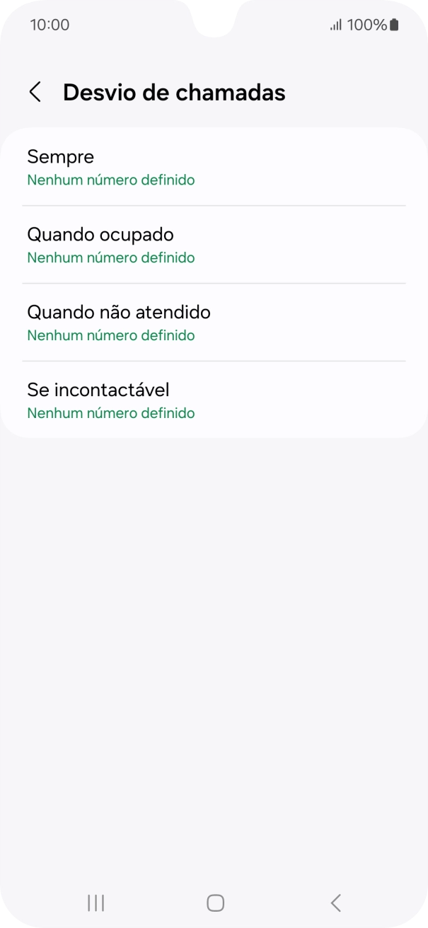 Prima o tipo de desvio pretendido.