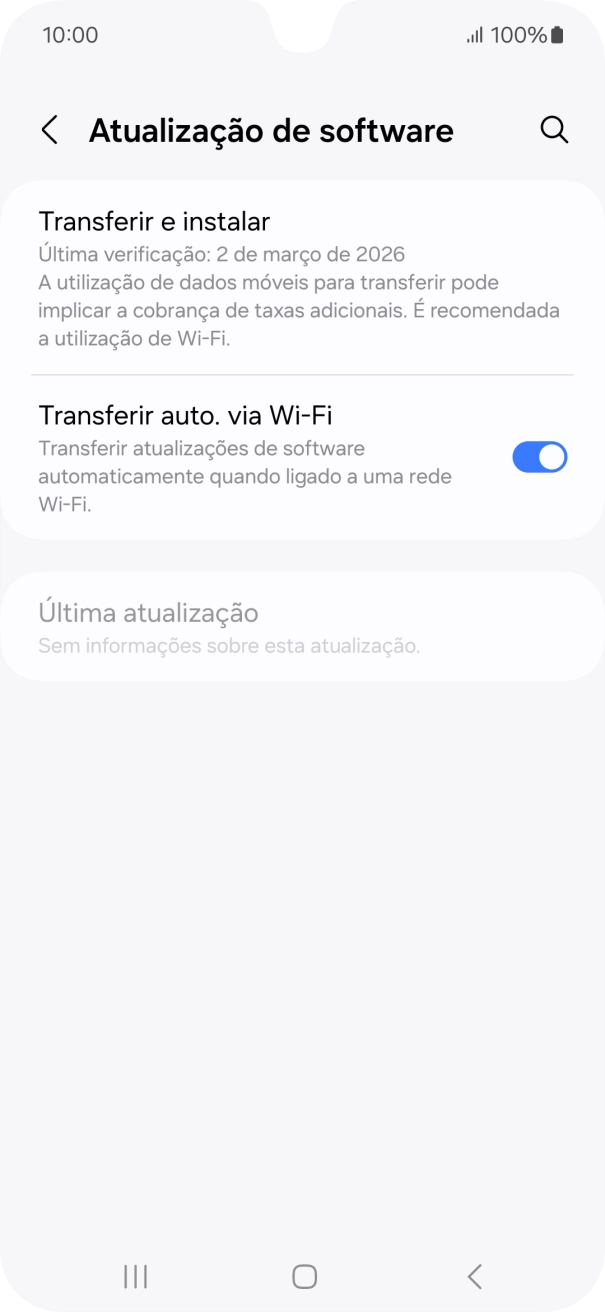 Prima Transferir e instalar. Se existir uma nova versão de software disponível, será agora indicado no ecrã. Siga as indicações no ecrã para atualizar o software do telefone.