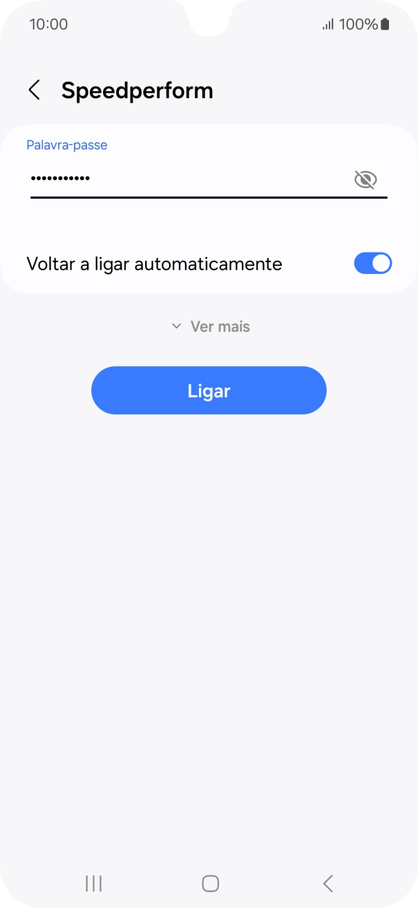 Introduza a password da rede Wi-Fi e prima Ligar.