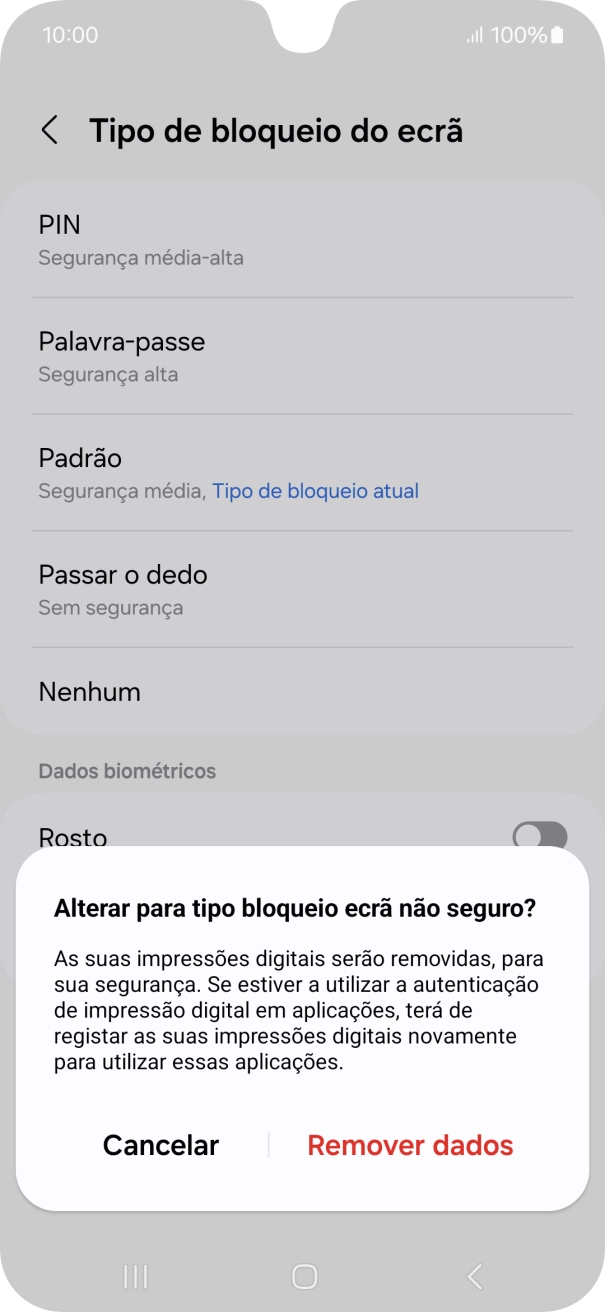 Prima Remover dados.