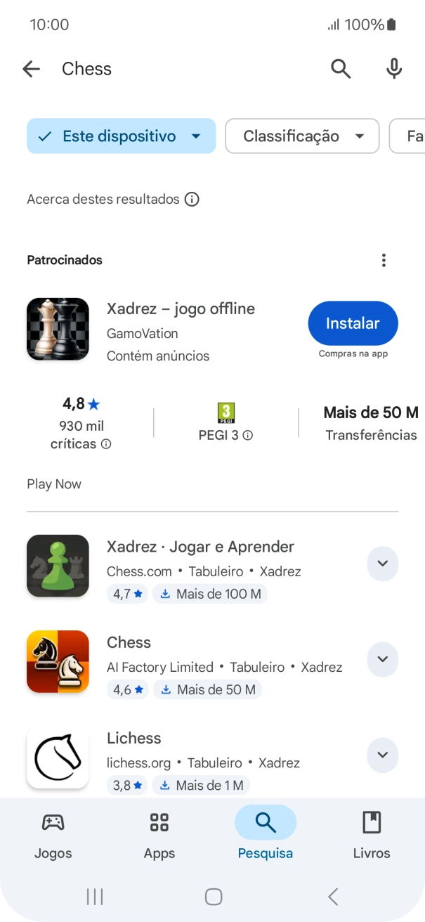 Prima a app pretendida.
