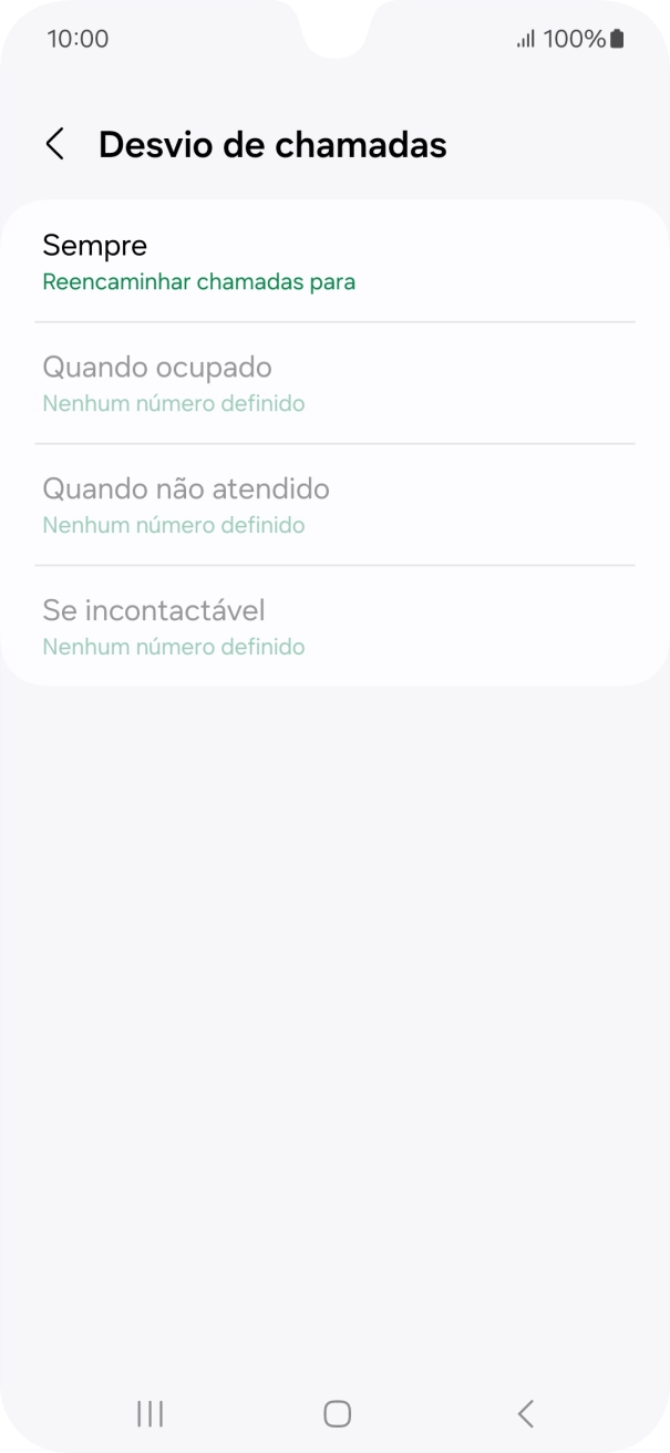 Prima o tipo de desvio pretendido.
