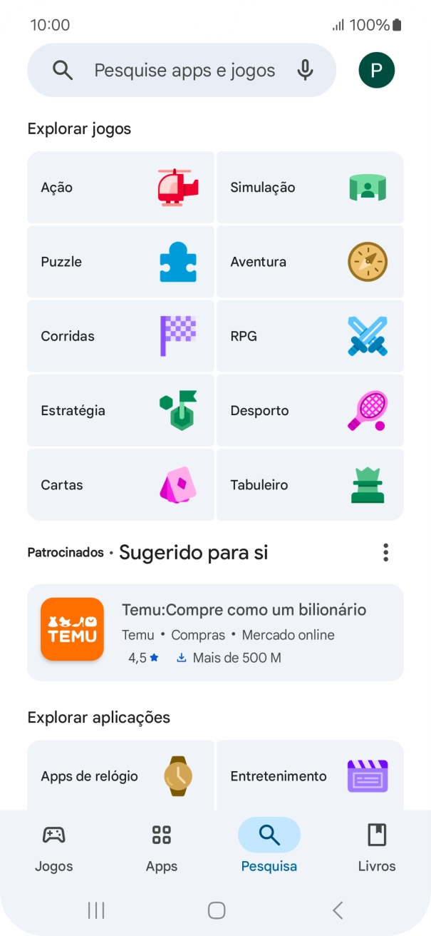 Prima a caixa de pesquisa.