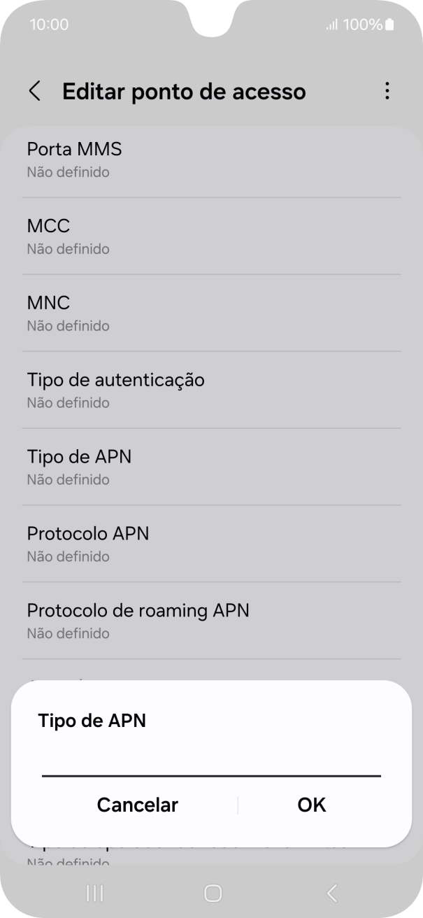 Introduza default e prima OK.