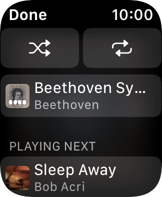Press the shuffle icon to turn the function on or off.