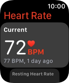 Your current heart rate is displayed below Current. Your current heart rate is displayed below Current.
