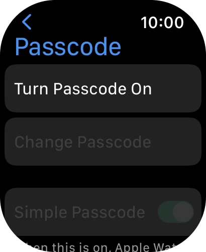 Press Turn Passcode On and key in a lock code of your own choice twice.