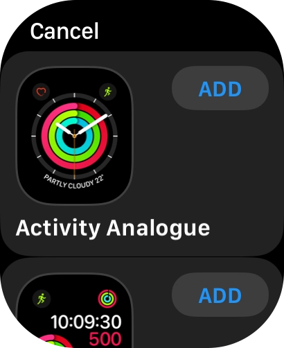 Press the required watch face.