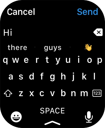 Press the microphone icon and record the message.