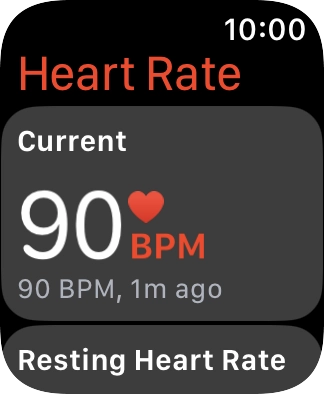 Your current heart rate is displayed below Current.