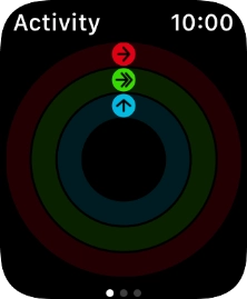 The screen will tell you how far you are from completing your daily activity goals. When the coloured rings are closed, you've reached the goals of your daily activity. The screen will tell you how far you are from completing your daily activity goals. When the coloured rings are closed, you've reached the goals of your daily activity.