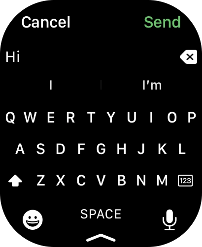 Press the microphone icon and record the message.