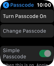 Press Turn Passcode On and key in a lock code of your own choice twice.
