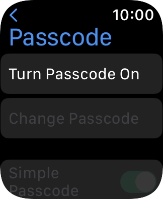 Press Turn Passcode On and key in a lock code of your own choice twice.
