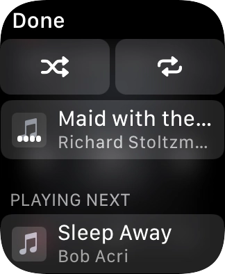Press the shuffle icon to turn the function on or off. Press the shuffle icon to turn the function on or off.