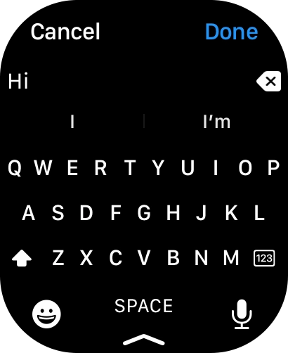 Press the microphone icon and record the message.