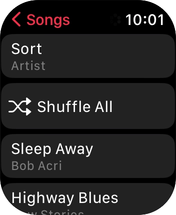 Go to the required category or playlist and press the required audio file.