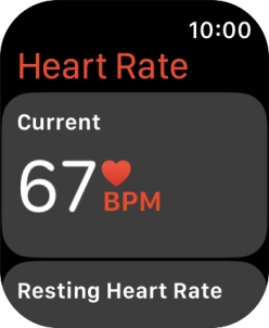 Your current heart rate is displayed below Current.