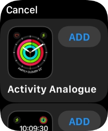 Press the required watch face.