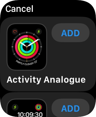 Press the required watch face.