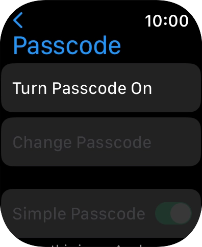 Press Turn Passcode On and key in a lock code of your own choice twice.