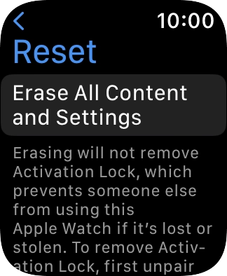 Press Erase All Content and Settings.