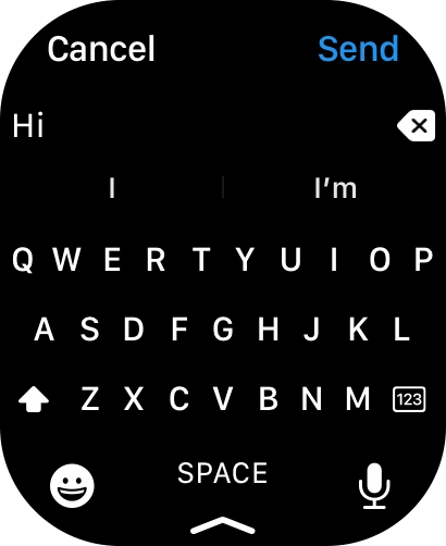 Press the microphone icon and record the message.