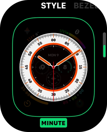 Turn the Digital Crown to change between the different designs.