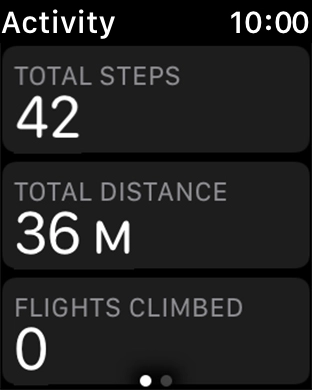 Hard press the screen and follow the instructions on the screen to see an activity summary for the current week or to adjust the daily activity goal.