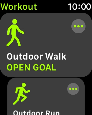 Press the required training activity to start it.