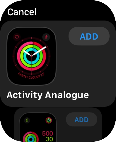 Press the required watch face.