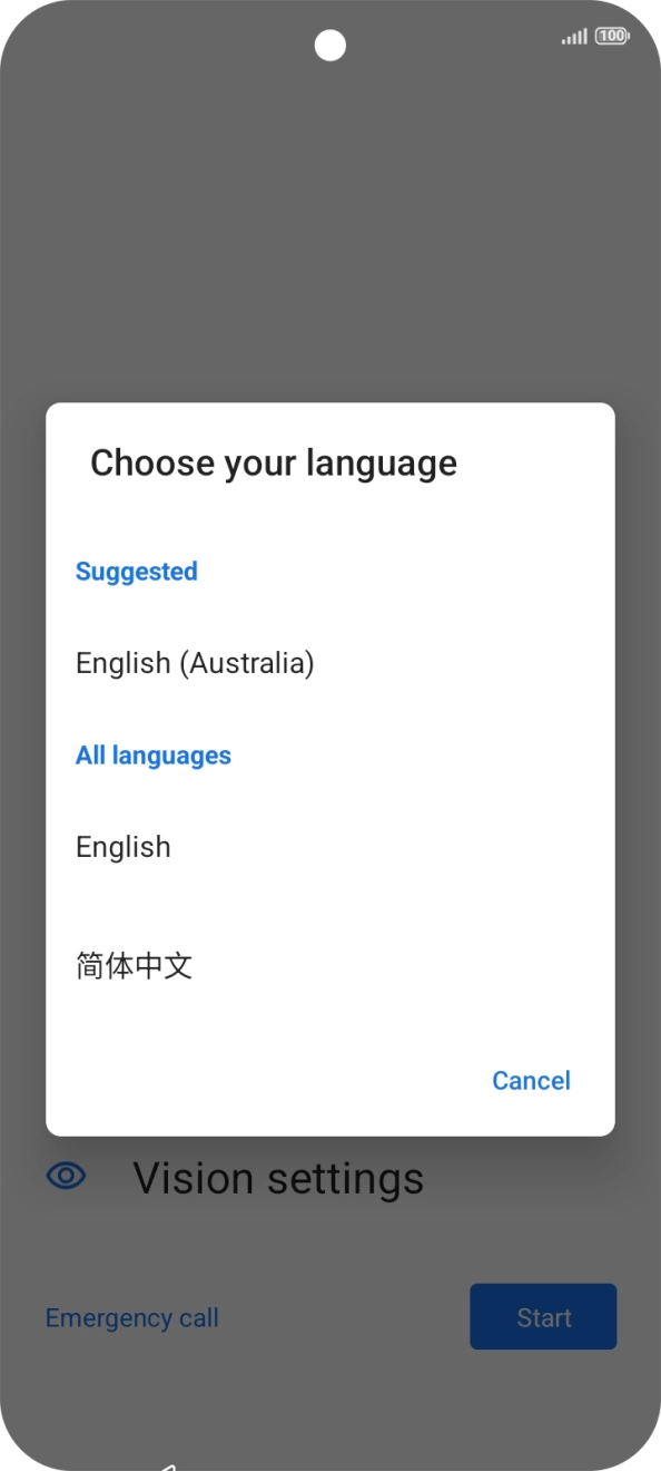 Press the required language.