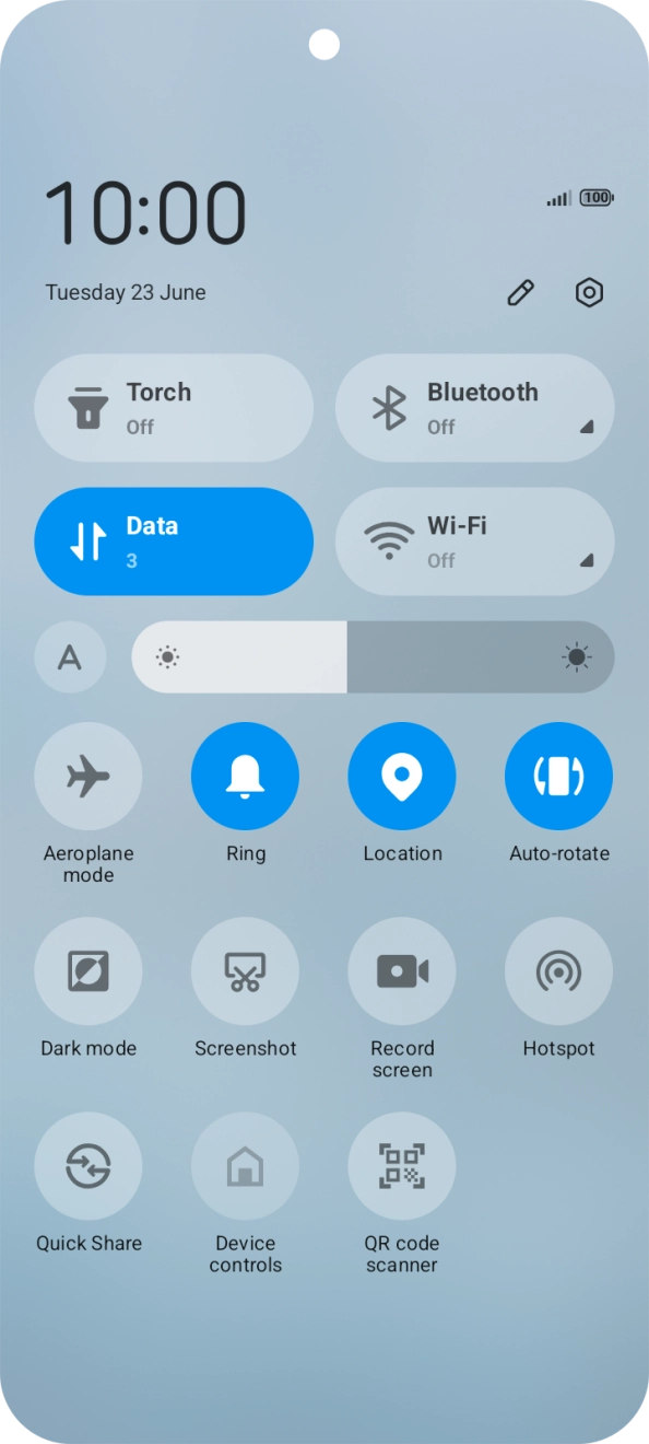 Press the settings icon.