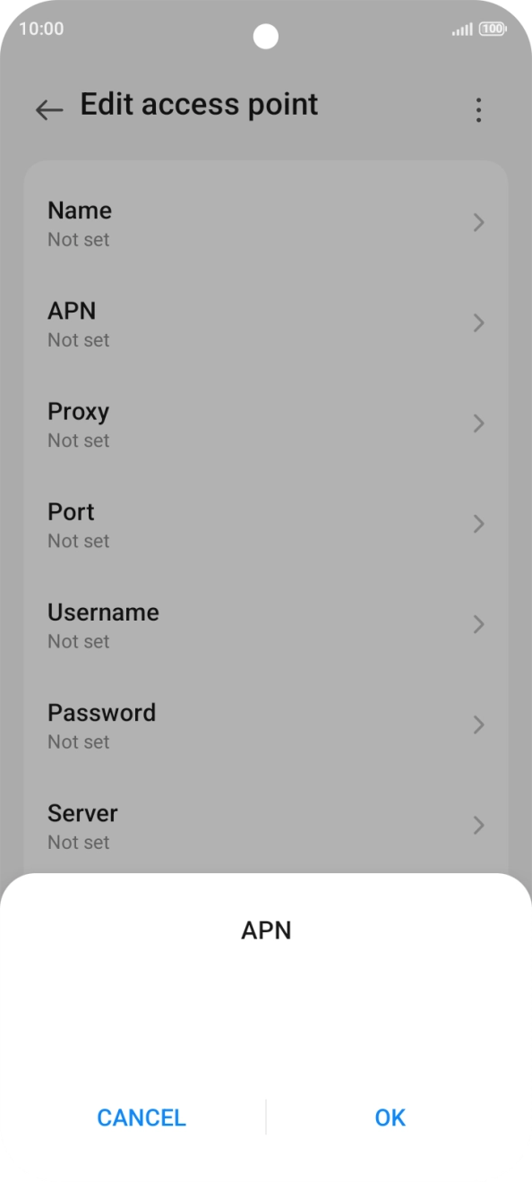 Key in telstra.wap and press OK.