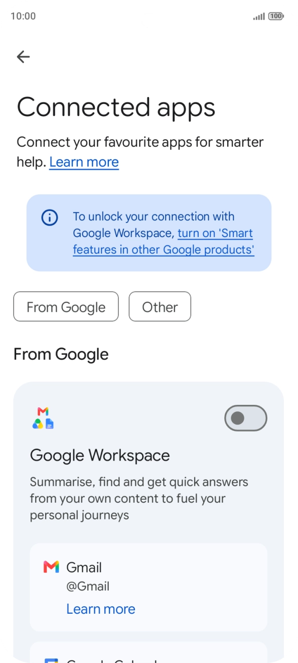 Press the indicator next to the required extension to turn on the function.