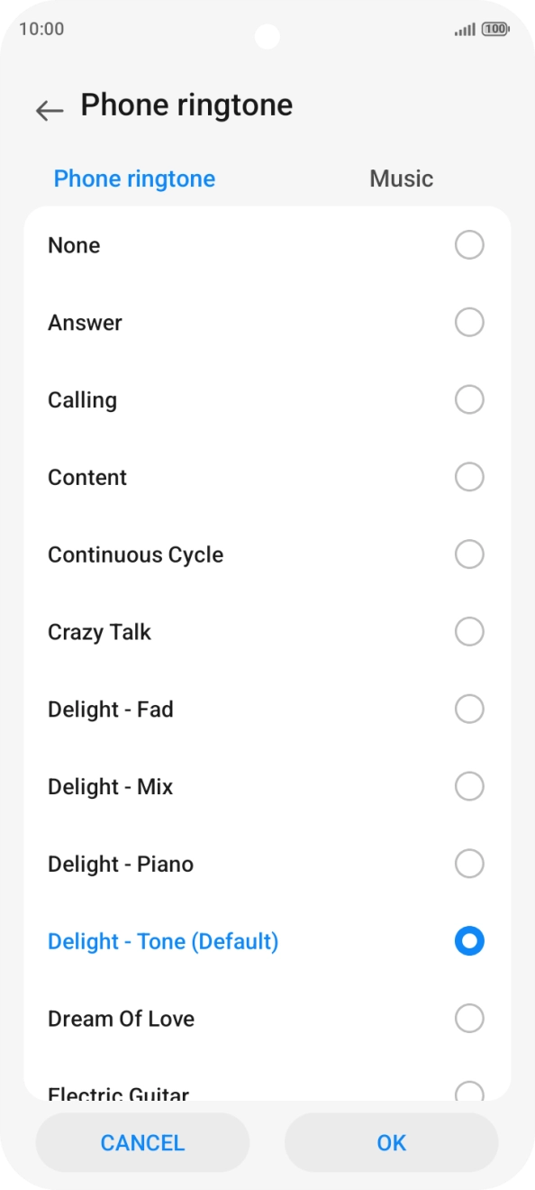 Press the different ring tones to hear them.