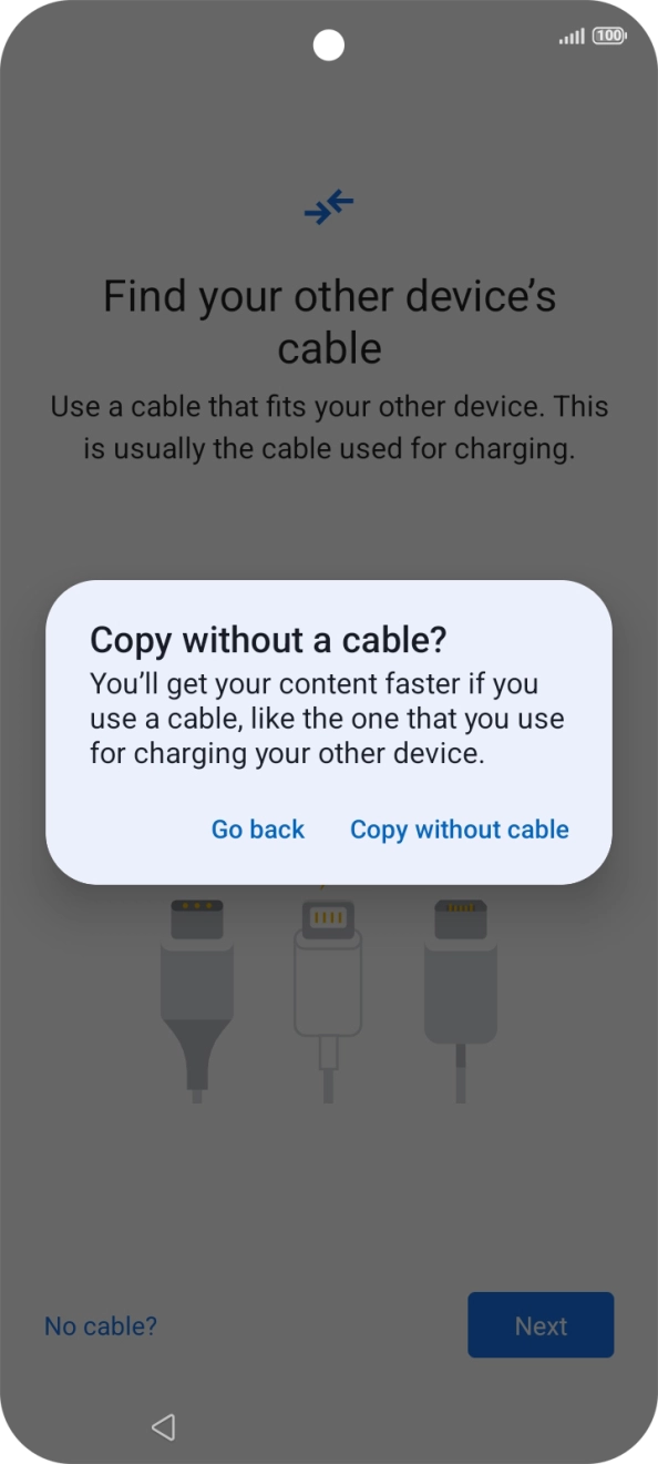 Press Copy without cable. Press Copy without cable.