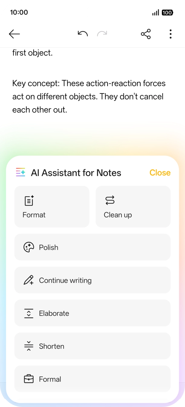 Press the required setting and follow the instructions on the screen to use the selected function. Press the required setting and follow the instructions on the screen to use the selected function.