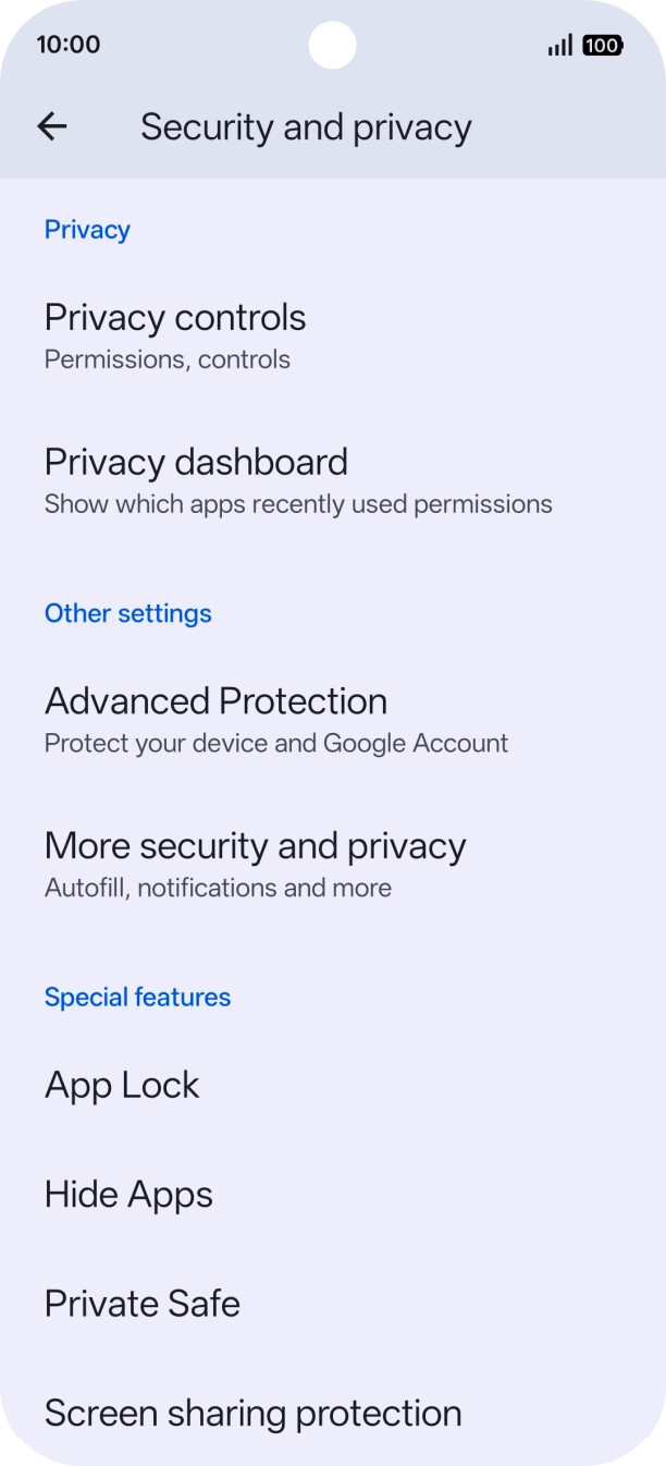 Press More security and privacy.