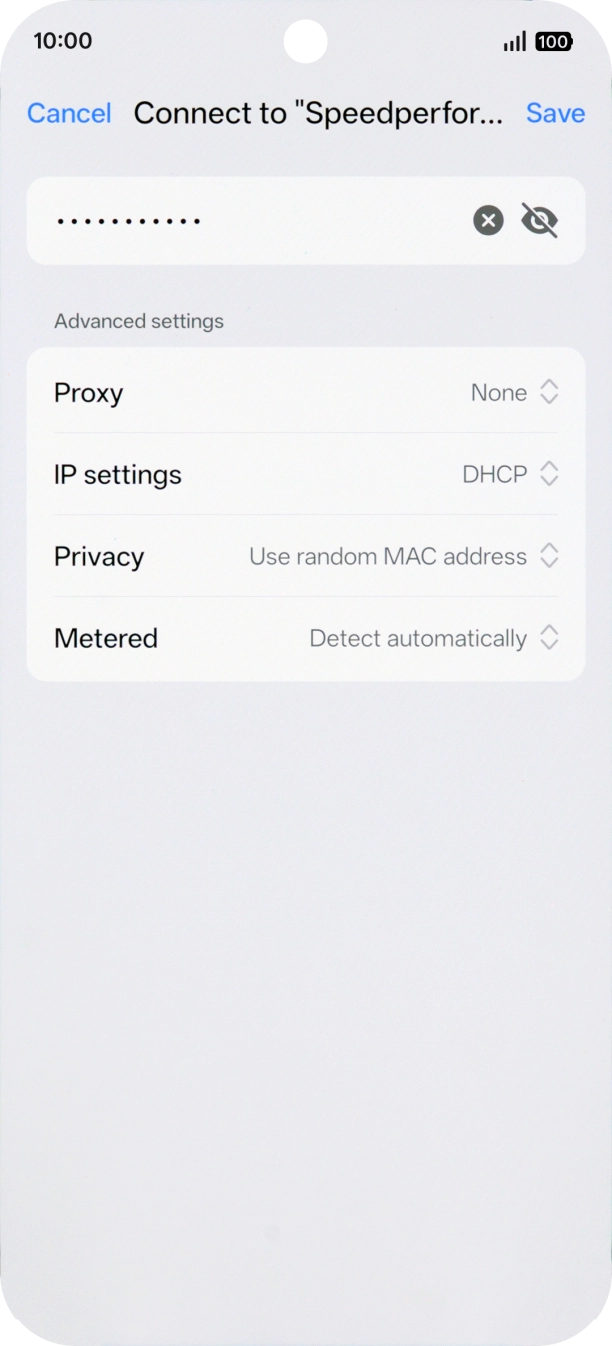 Key in the password for the WiFi network and press Save.