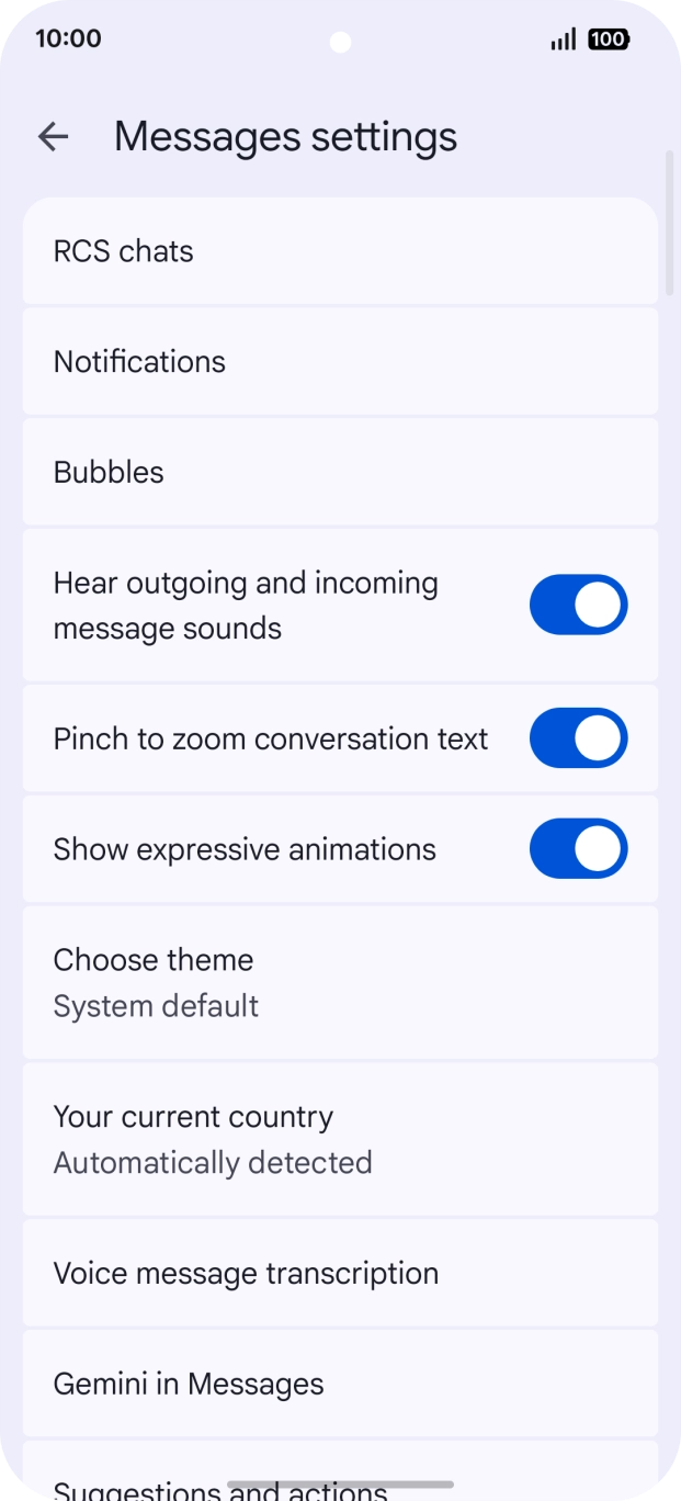 Press Gemini in Messages.